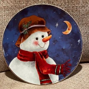 Vintage Elaine Thompson 1997 12" Snowman platter